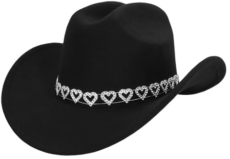 Boland – Cappello da cowboy Jamie con cuori, cappello western per feste a tema o carnevale, accessorio per costumi di carnevale, addio al nubilato/celibato e festival