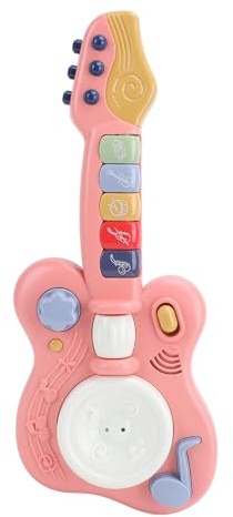 OKOVO I Bambini Suonano la Chitarra Strumenti Musicali Educativi Elettrici Apprendimento Precoce Giocattolo Musicale per Chitarra Colorato per Bambini (Rosa)