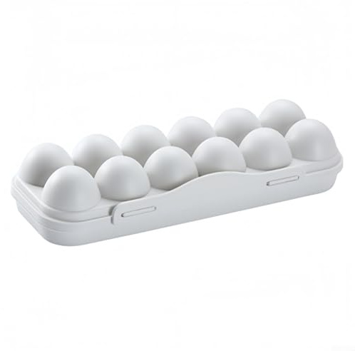 YJDOORPLAY Scatola portatile per uova con 18 griglie, contenitore per uova in plastica con vassoio protettivo per campeggio, escursionismo e uso esterno, materiale PP, 30 x 15 x 6,5 cm, grigio (12