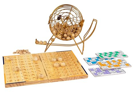 DEQUBE - Juego de Mesa - Bingo de Bombo metálico - Tablero y Bolas de Madera FSC - +8 años (940D00328)