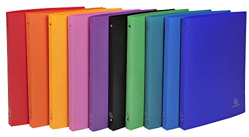 Exacompta 511999E 10er Pack Ringbuch OPAK aus mittelfestem Kunststoff für DIN A4, 4-O Ring Mechanik 15 mm, Rücken 20 mm, Außenmaße 32 x 26,8 cm farbig sortiert