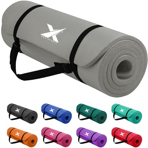 Xn8 Sports Yoga mat 10mm & 15mm Thick NBR Exercise Mat - Non-Tearable Pilates Mat with Extra Carry Strap - Yoga Mats for Women Men for Aerobics Lunges Planks Indoor & Outdoor 61Lx20Wx1.5 & 1Th