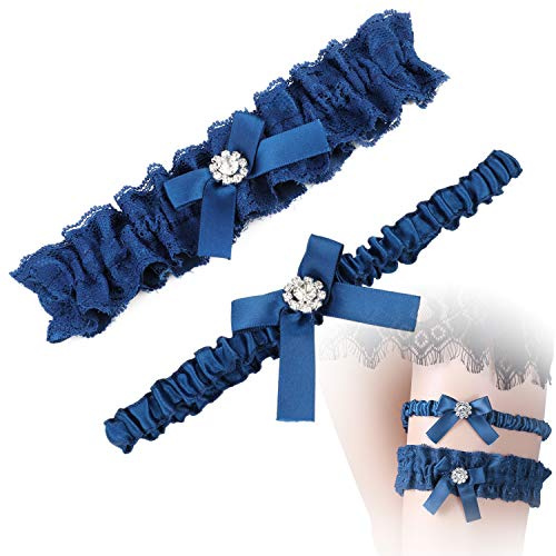 MWOOT Liga para Novia Azul, Liga Nupcial Elástica, Accesorios de Vestidos de Novia Regalo de Boda de la Novia para el Banquete de Boda