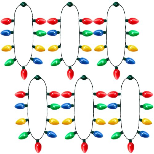 JOYIN 12 Packs Christmas LED Light Up Bulb Necklaces 9 Bulbs LED Necklaces Holiday Costume Accessories for Christmas Xmas Party Favor Party Supply