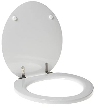 Tapa de inodoro diseñada para globo Heritage de madera de poliéster con cremallera inoxidable - Color: blanco - Cierre: suave (Soft Close)