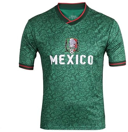 YuanDiann 2022 Katar Fußball Weltmeisterschaft T-Shirt Kurzarm Rundhals Fanshirt Trainingsshirt Stretch Casual Atmungsaktiv Sport Shirt Bedrucken Fussballtrikot Mexiko M