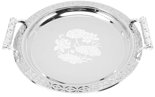 Cabilock Charolas para Postres - Bandeja de decoración galvanizada para mesa de café, bandeja de pan, bandeja de almuerzo, bandeja decorativa para servir, plato de pan