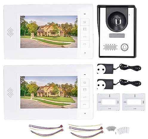 Videocitofono 2 Schermi TFT da 7 Pollici Monitor per Chiamate in Vivavoce, Visione Notturna, Telecamera Esterna di Videocitofono per Villa, Casa, Ufficio AC110 a 240 V
