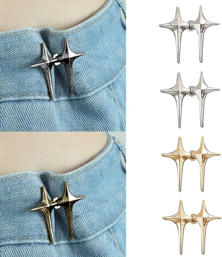 Qkari 8 set med söta björn jeansknappar, justerbara knappstift, perfekt knappjusterare för jeans, byxor, kjolar, kläder., Små, Metall