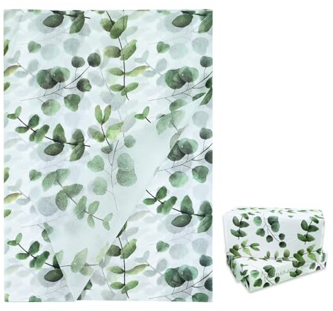 Bekecidi 100 Hojas de Papel de Seda Estampado, Hojas Verdes Botánicas de 14x20 Pulgadas, Papel de Regalo para Envolver Regalos, Cumpleaños, Festivales, DIY
