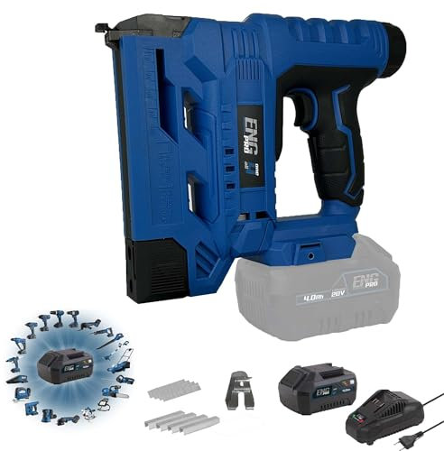 ENG PRO Graffettatrice e Sparachiodi 2-in-1 senza fili | Linea Professionale a Batteria ONE4ALL 20V |Chiodatrice a batteria pistola sparachiodi| 1 Batteria 4.0 Ah