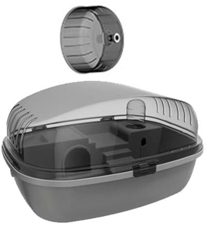 Fenteer Großer Hamsterkäfig, Kleintierkäfig, Übungs- und Spielhaus, transparenter Hamsterkäfig für Kaninchen und Ratten, zu öffnende Oberseite, Belüftung, grau