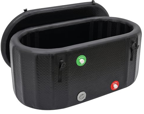 Bañera de hielo, barril de hielo, baño de hielo con sistema de refrigeración, pared aislante de 8 cm, con tapa, superficie cepillada, para recuperación, terapia de agua fría, bañera para adultos (150