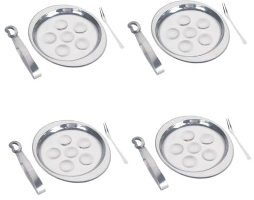 TOPBATHY 4 Sets Feldschraube Gabelklemme Bandejas Para Comida Vorspeisenteller Schneckengabel Lebensmittel Servierteller Schneckenpilz Schneckenteller Schneckenschalen Backformen Edelstahl
