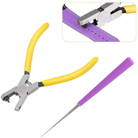 QBXMY7 Lot de 2 pinces de poinçonnage en cuir de 2 mm pour ceinture - Outil de poinçonnage pour ceinture - Outil de poinçonnage pour lacets, dragonne, cuir - Outil de poinçonnage pour loisirs créatifs