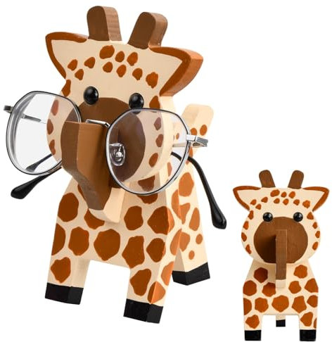 YILANJIN Brillenständer aus Holz, 3D Handgefertigte Kreative Handgemachte Form Holzschnitzbrille Ständer Sonnenbrillen Präsentationsständer Home Office Schreibtischdekoration (Giraffe)