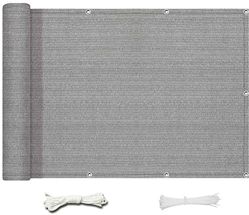 Balkon Sichtschutz 90cm Höhe HDPE UV-Schutz Langlebig Garten Sichtschutz mit Seil und Kabelbindern Grau 90x500cm