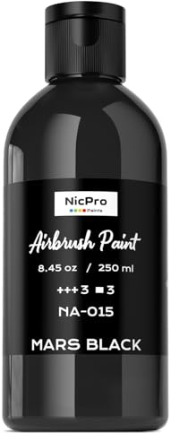 Nicpro Black Large Airbrush Paint (8.45 oz, 250 ml) Ready to Spray Opaque Water-Based Acrylic Air Brush Paints for Model, Wood, Canvas, Metal, Plastic, Leather, for Beginners & Artists