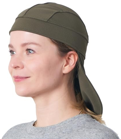Under Helmet Cap for Men and Women, Hard Hat Liner & Cooling Welders Cycling Beanie with UV Neck Flap Khaki