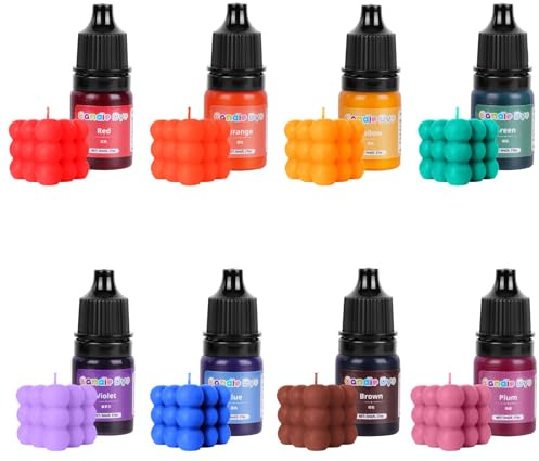 Alaoo Candle Dye,8 Colours Liquid Candle Dye,Candles Dyestuff for Soy Wax,Candles Colours Dyestuff for Wax Making,Highly Concentrate Natural Colour,5ML