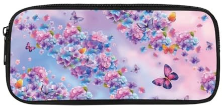 Yexignaon Hydrangea Pencil Case for Girls Secondary School Girls Pencil Bag with Smooth Zipper Lightweight Pen Carrying Case Pencils Crayons Markers Set in One Box
