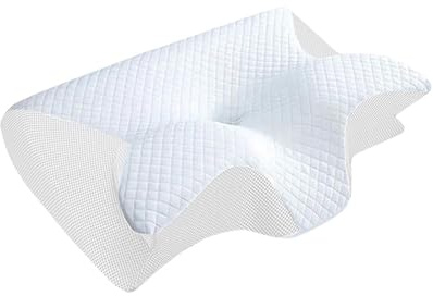 Xisnuient Almohada Ortopédica Cervical-Almohada Ergonómica - Almohada Contorno De Cama para Dormir De Lado, Almohada De Espuma con Memoria para Dolor De Cuello Hombro Dormir (White)