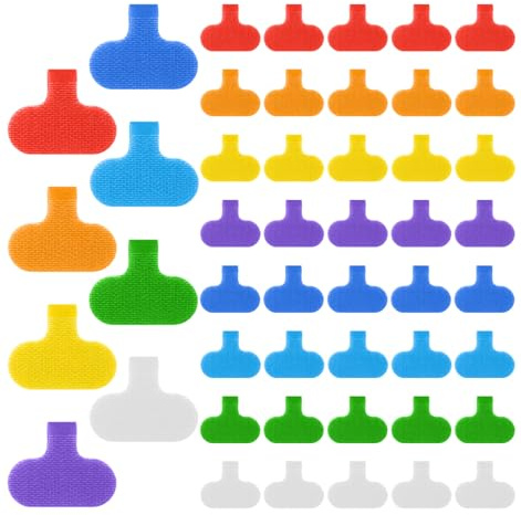 40Pcs Cable Tags Write On, Multi-Color Cable Labels Tags Write On Cord Tag Reusable Markers for Cord Management, Easy Distinguish for Charging Cords Nylon Hook and Loop Fasteners