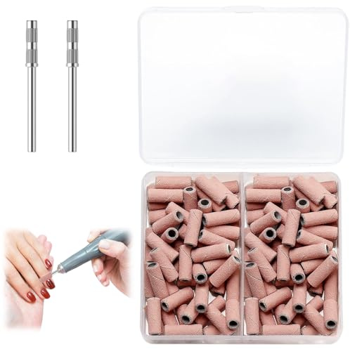 100 Pcs Bandas De Lijado De Uñas Para Uñas Acrílicas Manicura Pedicura Lijar Pulir Recortar Quitar Armaduras Exfoliar Utensili 180#240# Grits Mit 2 Piezas Fresas Torno Para Uñas