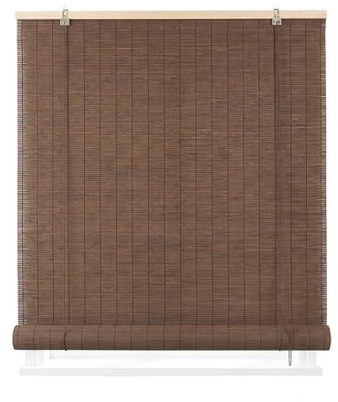 HERSIG - Estor Enrollable de Bambú Natural 150x200 cm - Persiana Enrollable Interior y Exterior - Estilo Natural para Ventanas - Privacidad y Fácil Instalación - Marron Oscuro (Medidas aproximadas)