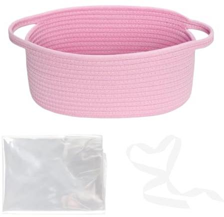 Zasdvn Cesta vacía para baby shower, cesta de cuerda de algodón con asas, cestas de regalo tejidas para baby shower, boda, cumpleaños, inauguración de la casa