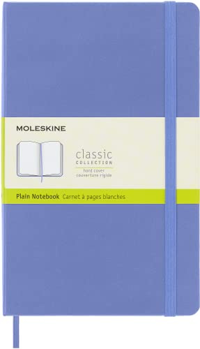 Moleskine - Klassisches Notizbuch, Blanko Seiten, fester Einband und elastischer Verschluss, Größe 13 x 21 cm, Farbe Hortensienblau, 240 Seiten