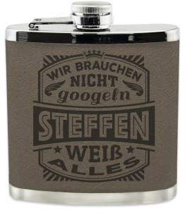 History & Heraldry Echter Kerl Flachmann Steffen - individuell und personalisiert mit Gravur, Name und Spruch