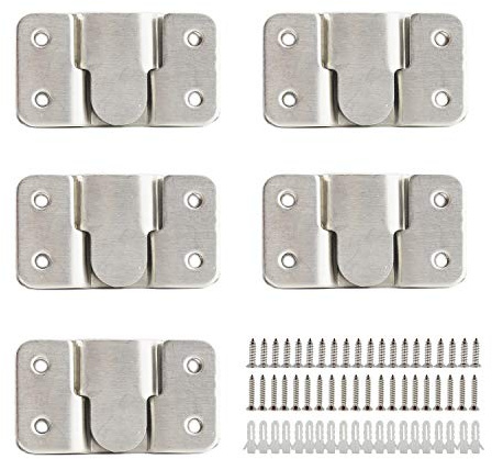 ULIFESTAR Furniture Flush Mount Bracket,Stainless Steel Picture Hanger Hook,Headboard Wall Mount Hardware,Heavy Duty Photo Frame Hook for Hanging Wedding Picture Photo Frame Mirror 10Pack (Large)