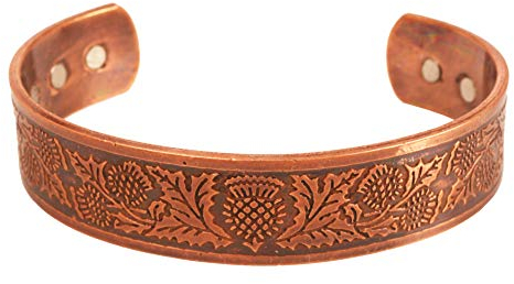 Touchstone Handcrafted by Indian Skilled Artisans Durable High Gauge Pure Copper Peace Pretty Celtic Design Chakra Mediation Magnetic Bracelets in Natural Tone.