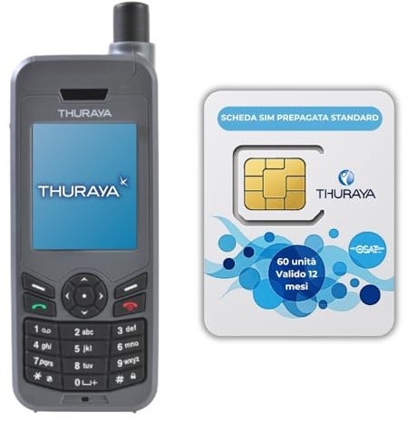 OSAT Thuraya XT-Lite Téléphone Satellite + Carte SIM prépayée Standard de 60 unités | Validité de 365 Jours | Couverture Voix et SMS pour la Communication à Distance et d'urgence