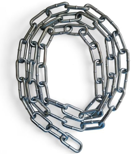 Heavy Duty Galvanised Metal Link Chain Thick Stainless Steel for Bike Lock Padlock Security Gate Fence Gym Weight Lifting Extra Strong Long Length Welded Hot Metal Dipped Polished (6MM, 2 Metre)