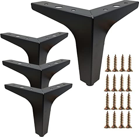 Mimhooy 4 Inch Furniture Legs Set of 4 Metal Furniture Legs Modern Triangle Feet Matte Black for Sofa Cabinet Cupboard Couch Chair Ottoman