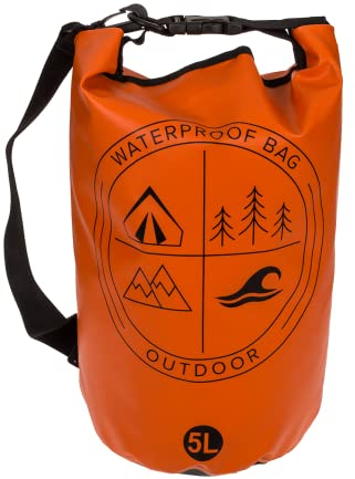 Out of the blue Ootb wasserdichter Outdoor-Rucksack orange 5l Waterproof Backpack mit Rolltop Verschluss für Damen und Herren, schützt den Inhalt vor Regen, Schnee, Schmutz, Staub und Sand L