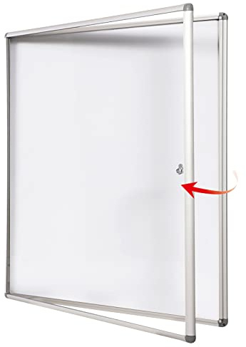 Swansea Tableau d'Affichage Magnétique Verrouillable 12 x A4, Vitrine Affichage avec un Cadre en Aluminium et Porte en Verre Acrylique, Tableau Affichage Mural 98 x 98 cm
