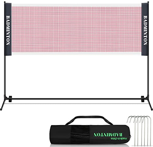 Ikodm Badmintonnetz Badminton Netz Tennisnetz 4.1m Tragbares Federball mit Verstellbaren höhenverstellbar faltbares Federball Netz für Garten Indoor Outdoor Trainingsnetz mit Tragetasche