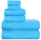 GLAMBURG Ultra Soft 6er-Pack Baumwoll-Handtuch-Set, enthält 2 übergroße Badetücher 70 x 140cm, 2 Handtücher 40 x 60cm und 2 Waschbetten 30 x 30cm, Umweltfreundlich und 100% recycelbar, Türkis Blau