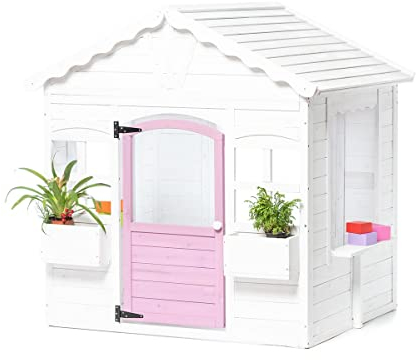 ATAA Casa Infantil de Madera Princess - Blanco- casita de Juego de Madera sostenible para niños y niñas para Exterior, jardín o Patio, con Puerta y Ventana
