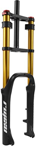RUJIXU - Forcella anteriore MTB da 20 con ammortizzatore ad aria, forcella da 4.0 con freno a disco, escursione 140mm, 1-1/8 DH, regolazione del rimbalzo, QR, bicicletta elettrica, forcella