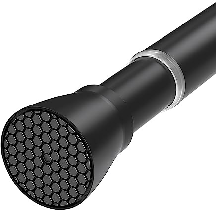 QINGYUN Black Tension Curtain Rod 28 to 48 Inch Spring Rod No Drilling Adjustable Shower Curtain Rod for Windows, Bathrooms, Closet, Kitchen