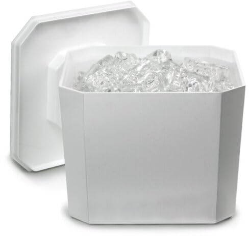 Ice Bucket with Lid White, 6 Litre, Octagonal & Double Walled Insulation, BPA Free, Ice Buckets, Ice Buckets for Parties, UK Made, Perfect for Home Bars, Bar Accessories, Pubs, BBQs and Picnics