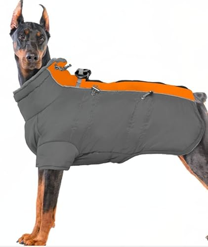 Katzinst Hundejacke Grosse Hunde, Ärmellose Wasserbeständig Schneemantel Hund, Hundemantel mit Bauchschutz, Fleecekragen Hundemantel Gefüttert für Große Hunde, Deutsche Dogge, Grün, 3XL