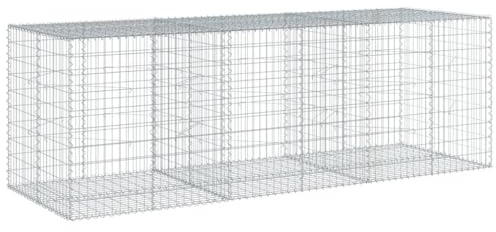 vidaXL Cesta de gaviones con Cubierta Hierro galvanizado 300x100x100 cm, Muro de gaviones, Muro de contención de gaviones, Valla de gaviones, gaviones