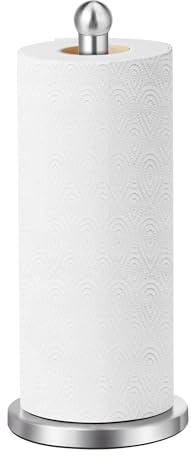 Paper Towel Holder Countertop, Paper Towel Holder with Solid Weighted Base, for Standard and Large Size Rolls (Silver)