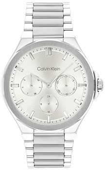Calvin Klein Orologio Analogico Multifunzione al Quarzo da Donna Collezione VIBRANCY con Cinturino in Acciaio Inossidabile Argentato - 25100054