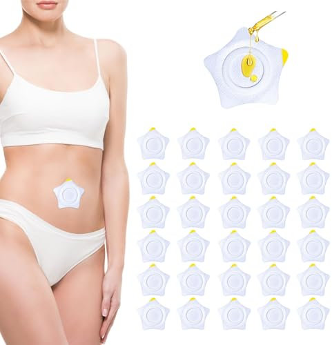 30-Pack Castor Oil Pack Wraps - Non-Woven Fabric, Disposable Pads with Self-Adhesive Castor Oil Patches in Star Shape (Oils Not Included)